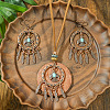 Bohemian Style Alloy & Wood & Synthetic Turquoise Pendant Necklaces & Dangle Earrings Sets WG14320-05-1