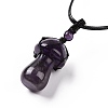 Natural Amethyst Mushroom Pendant Necklace NJEW-E065-01C-3