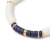 2Pcs 2 Styles Handmade Flower Porcelain Ceramic Round Beads Stretch Bracelets & Polymer Clay Heishi Beads Stretch Bracelets BJEW-JB12071-4