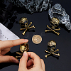 4Pcs Skull Zinc Alloy Brooches for Backpack Clothes JEWB-FH0002-04AG-3