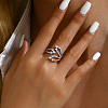 Elegant Brass Clear Cubic Zirconia Triangle Open Cuff Ring for Women GW8595-2-1