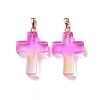 Two Tone Transparent Glass Pendants GLAA-A004-02B-1