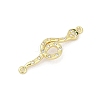 Brass Clear & Green Cubic Zirconia Snake Connector Charms KK-D317-149G-2