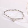 Brass Micro Pave Clear Cubic Zirconia Beaded Stretch Bracelets for Women FS-WG5260F-26-1