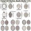 10Pcs 10 Styles Tibetan Style Alloy Pendant Cabochon Settings FIND-SP0002-50-2