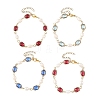 Natural Cultured Freshwater Pearl & Brass Glass Link Chains Bracelets for Women BJEW-JB14214-2