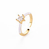 Brass Enamel Cuff Rings RJEW-T016-30G-NF-3