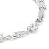 Noble Gift Ideas for Lady Platinum Tone Brass Micro Pave Cubic Zirconia CZ Flower Link Chain Bracelets BJEW-L472-01-1-3