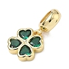 Saint Patrick's Day Brass Pave Cubic Zirconia Shamrock European Dangle Charms KK-P345-04G-3