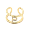 Clear Cubic Zirconia Initial Letter Open Cuff Ring RJEW-A012-01G-P-1