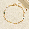 Beach Brass Plastic Flat Round Link Chain Anklets for Summer Casual and Vacation Wear MT7934-5