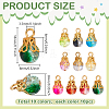 100Pcs 10 Colors Alloy Glass Pendants PALLOY-PH01832-2