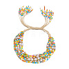 Bohemian Style Glass Seed Beaded Braided Bead Bracelets FS-WG2B627-01-5