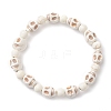 2Pcs 2 Styles Halloween Synthetic Turquoise Skull & Round Beaded Stretch Bracelet Sets for Men Women BJEW-JB12252-3