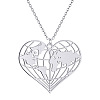 201 Stainless Steel Heart with Map Pendant Necklaces for Women FS-WGB4230-02-3