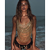 Plastic Imitation Pearl Round Beaded Multi-Layer Sexy Bikini Chest Body Chains WG29523-02-1