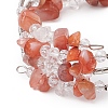 Natural Carnelian Chip & Glass & Brass Tube Beaded Bangles for Women BJEW-JB11265-06-4