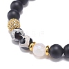 3Pcs 3 Style Natural Ebony Wood & Mixed Gemstone Stretch Bracelets Set BJEW-JB08834-7