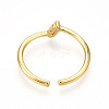 Brass Micro Pave Clear Cubic Zirconia Cuff Rings for Women KK-T070-115-3