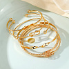 5Pcs 5 Styles Alloy Bangles WG70F83-01-2