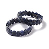 Natural Blue Spot Jasper Oval Beaded Stretch Bracelet G-E010-01C-2