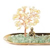 Natural Yellow Quartz Money Tree Buddha Sculpture Set Incense Burner & Natural Green Aventurine on Trays for Wealth DJEW-G027-19RG-07-2