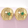 Brass & Glass & Plastic Stud Earrings EJEW-D302-03G-04-4