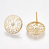 Brass Cubic Zirconia Stud Earrings KK-S350-040G-2