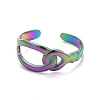 Ion Plating(IP) Rainbow Color 304 Stainless Steel Interlock Knot Shape Open Cuff Ring for Women RJEW-C025-13M-2