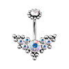 316L Surgical Stainless Steel Cubic Zirconia Wing 15 Gauge Belly Button Rings WG4371E-07-1