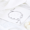 1Pc Stainless Steel Double Layer Heart Tassel Anklets for Women AJEW-LP0011-01-3