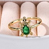 Rack Plating Brass Micro Pave Cubic Zirconia Open Cuff Finger Rings for Women RJEW-M028-93G-1