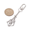 Stainless Steel Braided Chain Macrame Pouch Empty Stone Holder Pendant Decorations HJEW-JM02055-3