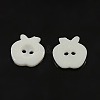 White Acrylic Apple 2-Hole Sewing Buttons Scrapbooking 21mm Knopf Bouton X-BUTT-E037-A-01-2