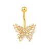 Brass Pave Clear Cubic Zirconia Curved Barbell Butterfly Belly Rings AJEW-L099-01A-G-2