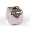 Faceted Tibetan Style Alloy Cube Spacer Beads PALLOY-ZN64707-AS-RS-2