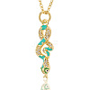 Clear Cubic Zirconia Snake Pendant Necklace with Enamel ZODI-PW0001-038F-1