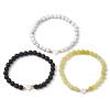 3Pcs 3 Styles Natural Gemstone & Howlite Beads Stretch Bracelets Sets BJEW-JB11007-1