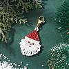 Glass Seed Beaded Santa Claus Pendant Decorations HJEW-MZ00319-1