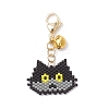 Handmade Glass Seed Beaded  Cat Head Shape Pendants Decorations HJEW-MZ00366-01-2