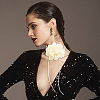1Pc Retro Cloth Rose Flower Waxed Cord Wrap Choker Necklaces for Women NJEW-CP0001-05C-7