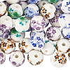 Handmade Flower Printed Porcelain Ceramic Beads PORC-LT0001-12A-7