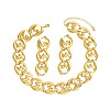 Heart Alloy Curb Chain Necklaces & Stud Dangle Earrings Sets FS-WGC8E38-01-5