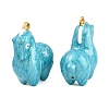 304 Stainless Steel with Deep Sky Blue Enamel Pendants SA-CBAF5D5-12G-2