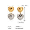 304 Stainless Steel Two Tone Heart Dangle Stud Earrings CY2575-3-2