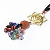 Natural Raw Carnelian & Mixed Stone Chips Tassel Pendant Decorations HJEW-P014-01G-02-2