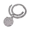 Hip-Hop Alloy Full Crystal Rhinestone Self Made Medal Pendant Cuban Link Chain Necklaces for Men Women FS-WG8D003-07-2