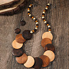 Bohemian Ethnic Style Wood Beaded Multilayer Necklaces & Dangle Earrings Sets WG82ABA-05-1