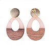Teardrop Resin & Wood Stud Earrings EJEW-JE03000-M-3