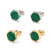 Synthetic Malachite Hexagon Stud Earrings EJEW-E264-01-1